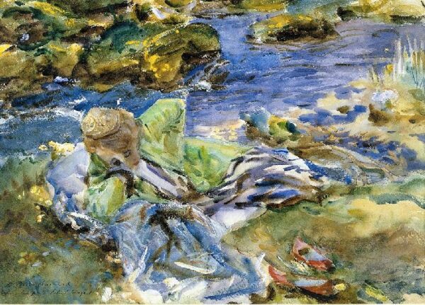Turkish Woman by a Stream by John Singer Sargent, hand-painted oil painting reproduction