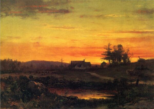 Twilight Landscape by Thomas Worthington Whittredge, hand-painted oil painting reproduction