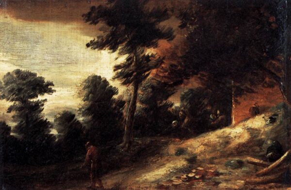 Twilight Landscape by Adriaen Brouwer, hand-painted oil painting reproduction