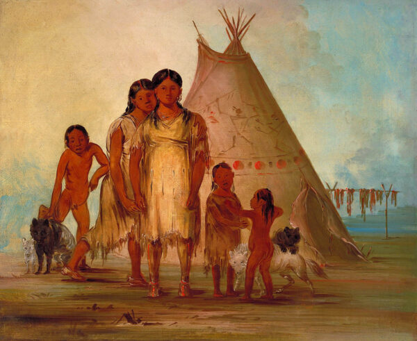 Two Comanche Girls by George Catlin, hand-painted oil painting reproduction