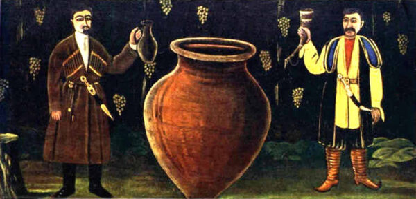Two Georgians At Marani by Niko Pirosmani, hand-painted oil painting reproduction