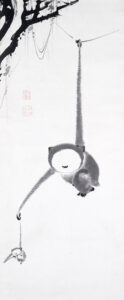 Two Gibbons Reaching for the Moon by Itō Jakuchū, hand-painted oil painting reproduction