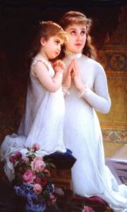 Two Girls Praying by Émile Munier, hand-painted oil painting reproduction