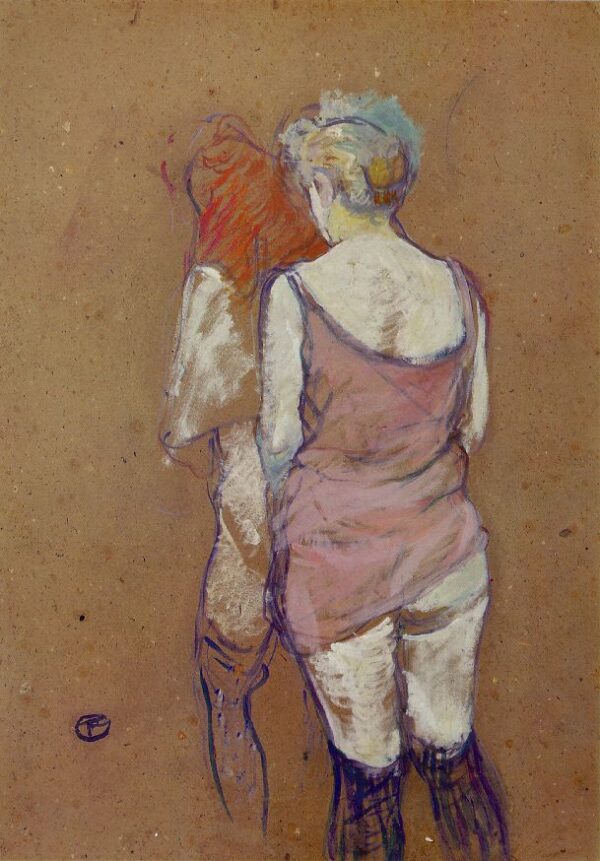 Two Half Naked Women Seen from behind in the Rue des Moulins Bro by Toulouse-Lautrec, hand-painted oil painting reproduction