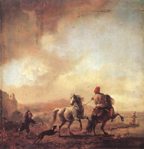 Two Horses by Philips Wouwerman, hand-painted oil painting reproduction
