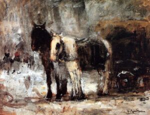 Two Horses by Floris Arntzenius, hand-painted oil painting reproduction