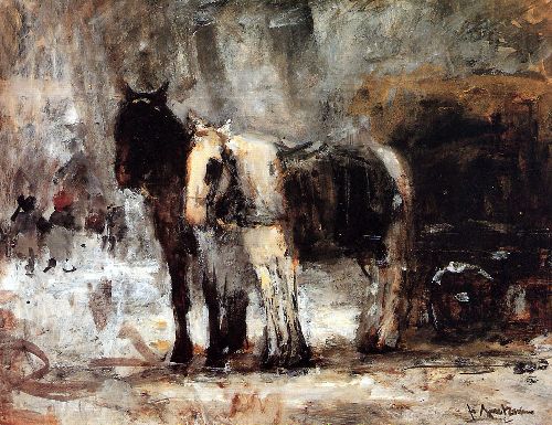 Two Horses by Floris Arntzenius, hand-painted oil reproduction