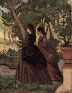 Two Ladies in the Garden of Castiglioncello by Giovanni Fattori, hand-painted oil painting reproduction