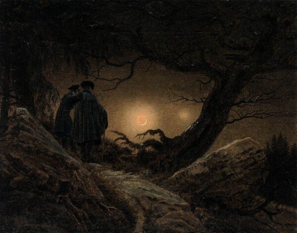 Two Men Contemplating the Moon by Caspar David Friedrich, hand-painted oil painting reproduction