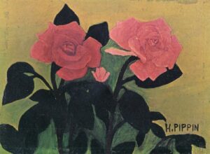 Two Pink Roses by Horace Pippin, hand-painted oil painting reproduction