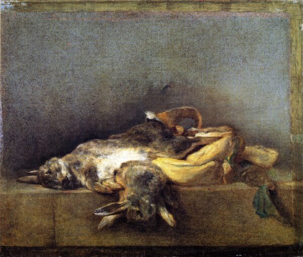 Two Rabbits with Game Bag and Powder Flask by Jean-Baptiste-Siméon Chardin, hand-painted oil painting reproduction