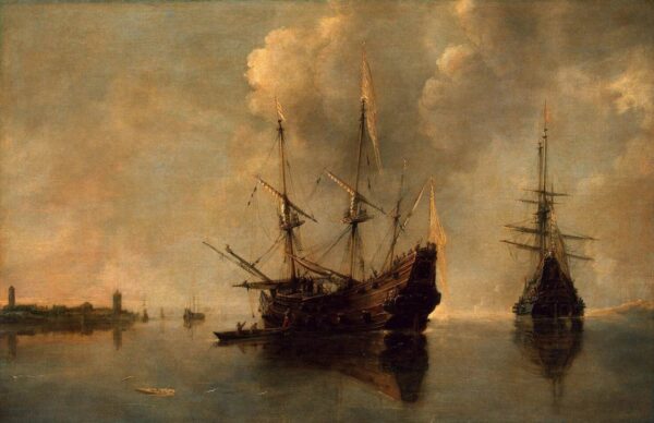 Two Ships at Anchor by Andries van Eertvelt, hand-painted oil painting reproduction