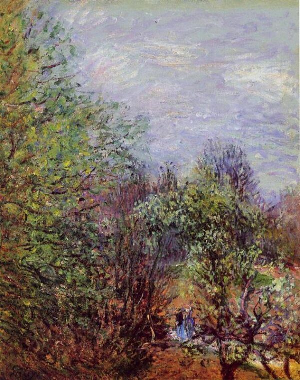 Two Women Walking Along the Riverbank by Alfred Sisley, hand-painted oil reproduction