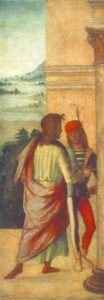 Two Young Men at a Column by Lorenzo Costa, hand-painted oil painting reproduction
