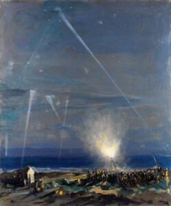 18-Pounder Anti-Aircraft Gun, Tyneside by John Lavery, hand-painted oil painting reproduction