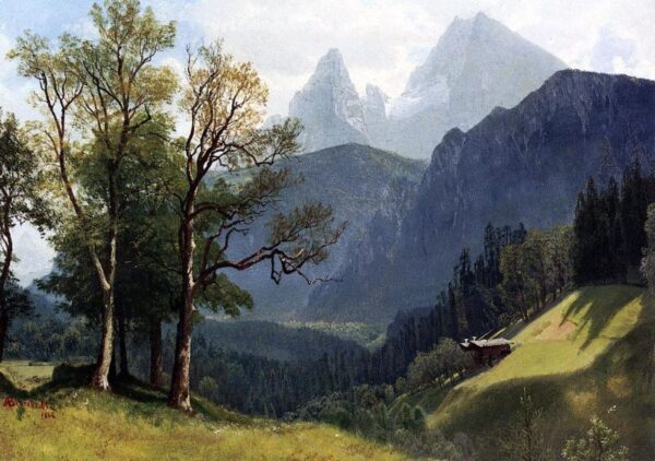 Tyrolean Landscape by Albert Bierstadt, hand-painted oil painting reproduction