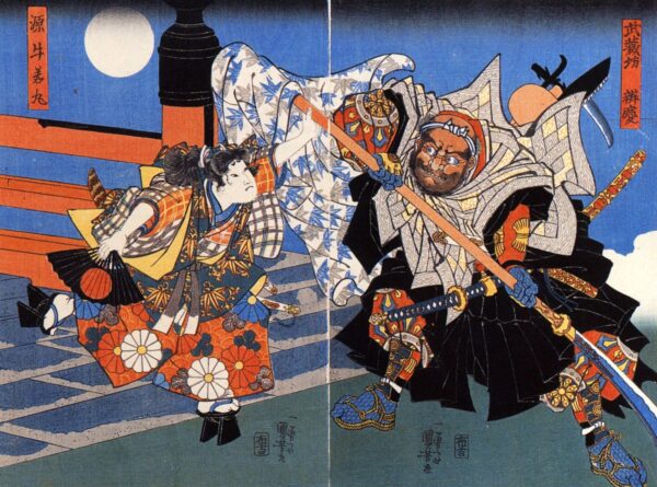Uchiwakamaru Fighting Benkei by Utagawa Kuniyoshi, hand-painted oil painting reproduction