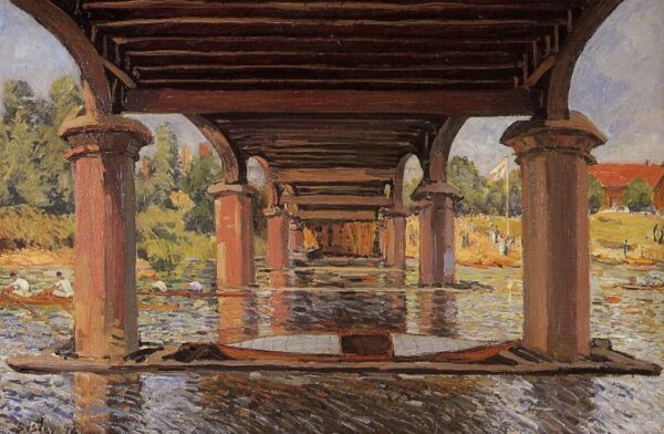Under the Bridge at Hampton Court by Alfred Sisley, hand-painted oil painting reproduction