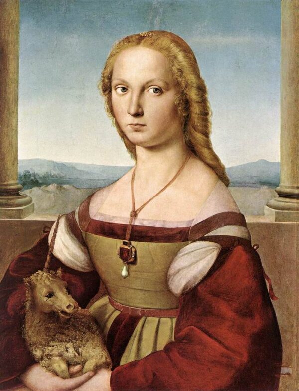 Lady with a Unicorn by Raphael Sanzio, hand-painted oil painting reproduction