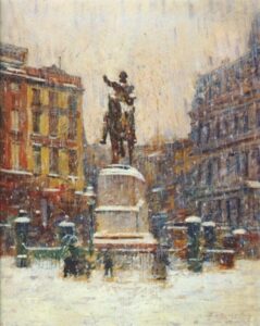 Union Square in Winter by Theodore Robinson, hand-painted oil painting reproduction