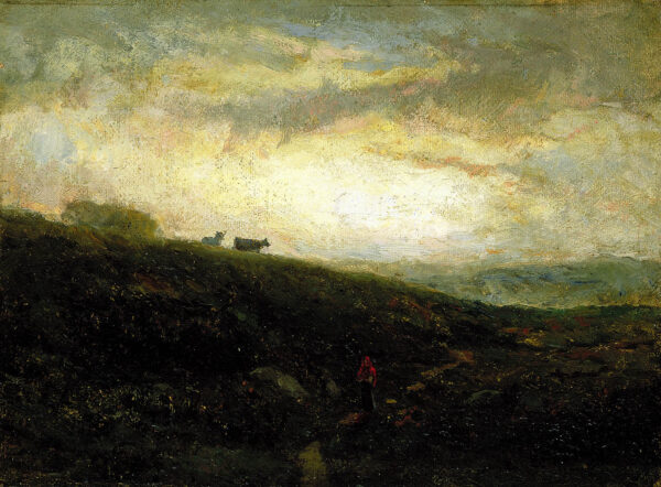 Untitled (cows descending hillside) by Edward Mitchell Bannister, hand-painted oil painting reproduction