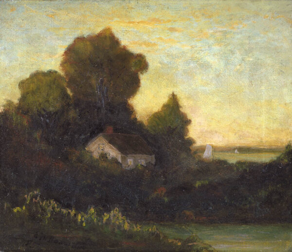 Untitled (house in woods near lake) by Edward Mitchell Bannister, hand-painted oil painting reproduction