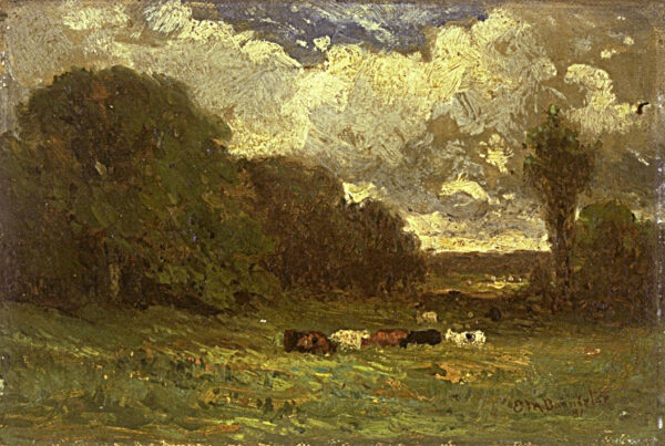 Untitled (landscape with cows and trees) by Edward Mitchell Bannister, hand-painted oil painting reproduction
