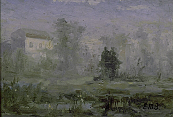 Untitled (landscape with house in background) by Edward Mitchell Bannister, hand-painted oil painting reproduction