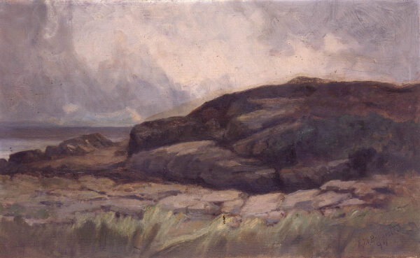 Untitled (landscape with rocks) by Edward Mitchell Bannister, hand-painted oil painting reproduction