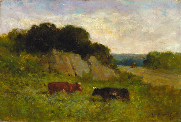 Untitled (landscape with two cows) by Edward Mitchell Bannister, hand-painted oil painting reproduction