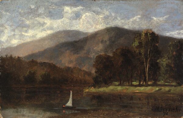 Untitled (sailboat in river) by Edward Mitchell Bannister, hand-painted oil painting reproduction