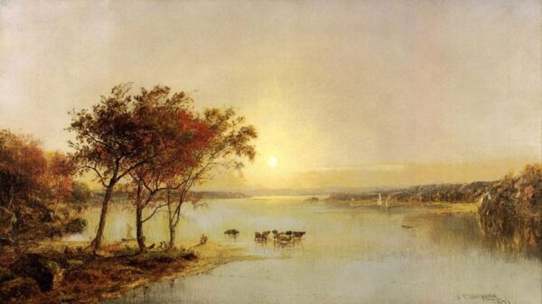 Upper Hudson by Jasper Francis Cropsey, hand-painted oil painting reproduction