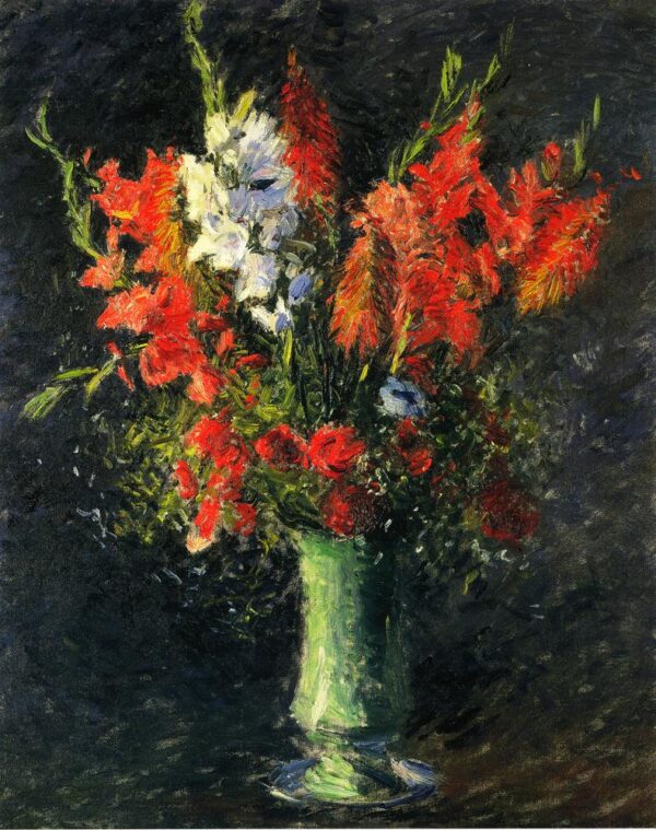 Vase of Gladiolas by Gustave Caillebotte, hand-painted oil painting reproduction