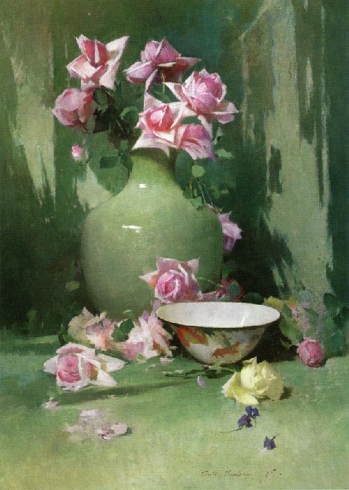 Vase of Roses by Emil Carlsen, hand-painted oil reproduction