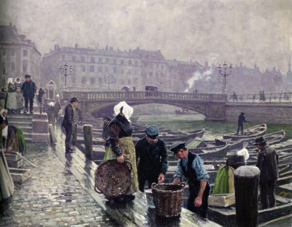 Ved Gammel Strand by Paul Gustave Fischer, hand-painted oil painting reproduction