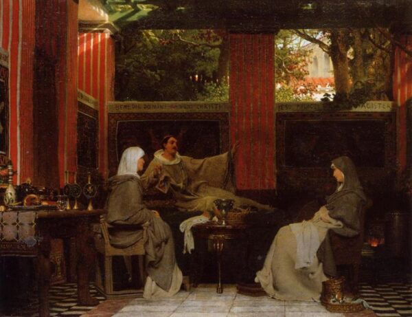 Venantius Fortunatus Reading His Poems to Radegonda VI by Lawrence Alma-Tadema, hand-painted oil painting reproduction