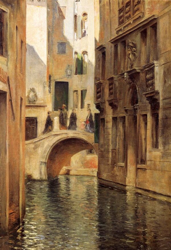 Venetian Canal by Julius LeBlanc Stewart, hand-painted oil painting reproduction