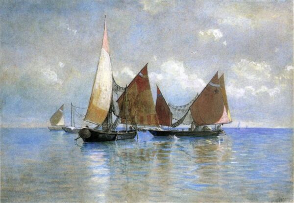 Venetian Fishing Boats by William Stanley Haseltine, hand-painted oil painting reproduction