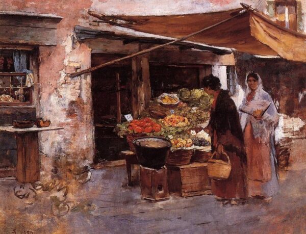 Venetian Fruit Market by Frank Duveneck, hand-painted oil painting reproduction