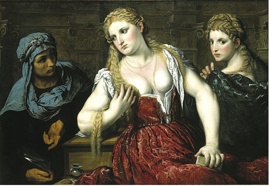 Venetian Women at their Toilet by Paris Bordone, hand-painted oil reproduction