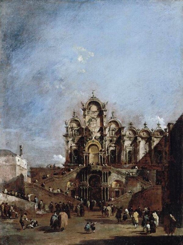 View of the Campo San Zanipolo in Venice by Francesco Guardi, hand-painted oil painting reproduction