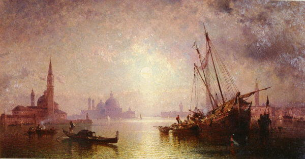 Venice View of St. George by Franz Richard Unterberger, hand-painted oil painting reproduction