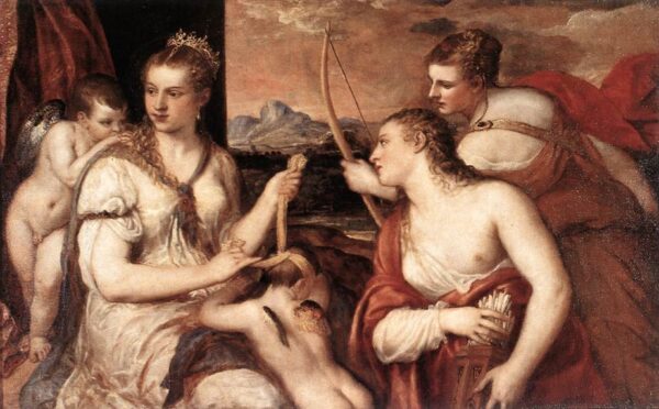 Venus Blindfolding Cupid by Titian, hand-painted oil painting reproduction