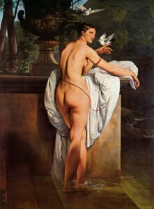 Venus Playing with Two Doves by Francesco Hayez, hand-painted oil painting reproduction