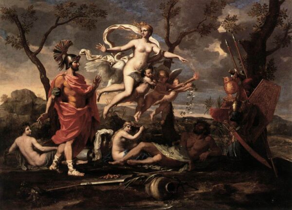 Venus Presenting Arms to Aeneas by Nicolas Poussin, hand-painted oil painting reproduction