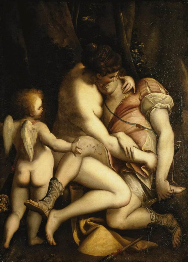 Venus and Adonis by Luca Cambiaso, hand-painted oil painting reproduction