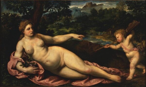 Venus and Amor by Paris Bordone, hand-painted oil painting reproduction