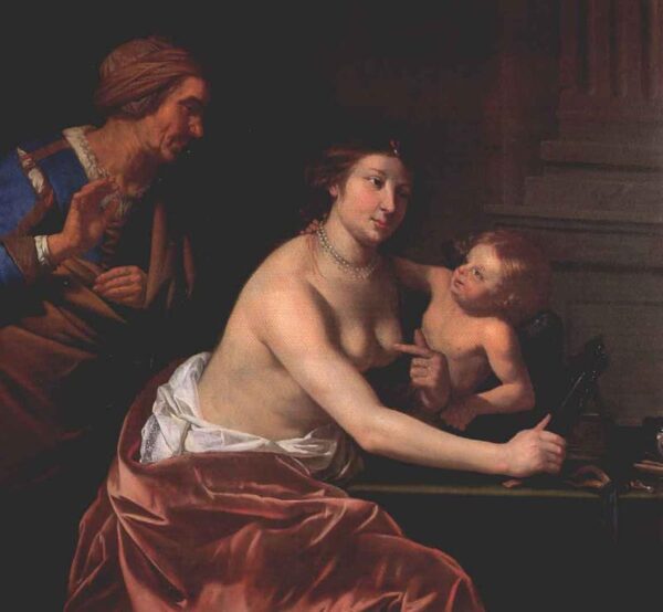 Venus and Amor and an Old Woman by Jan van Bijlert, hand-painted oil painting reproduction
