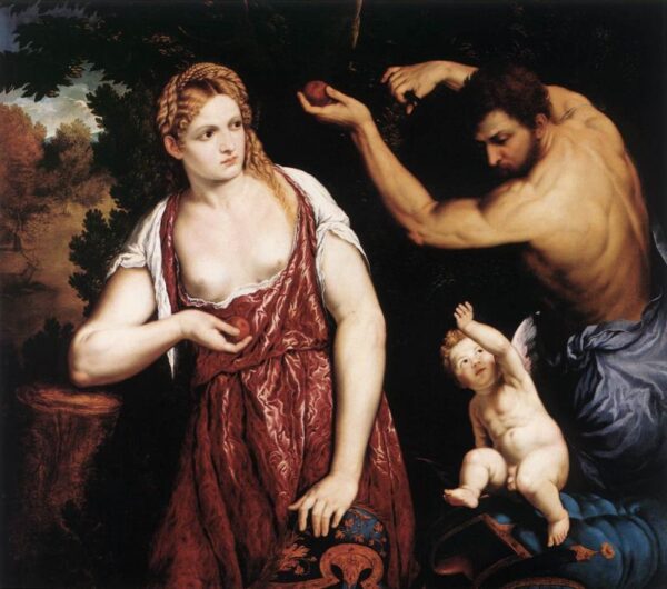 Venus and Mars with Cupid by Paris Bordone, hand-painted oil painting reproduction
