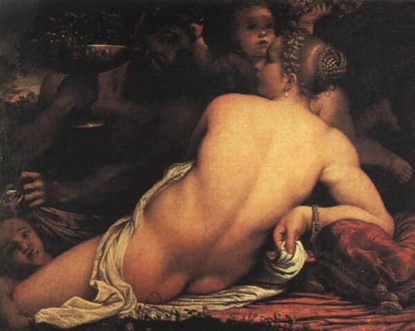 Venus with Satyr and Cupids by Annibale Carracci, hand-painted oil painting reproduction